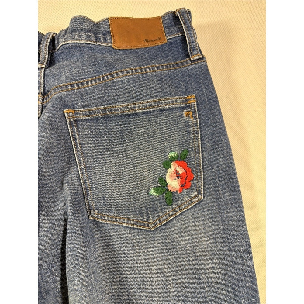 Madewell The Slim Boyjean Floral Embroidered High Rise Straight Leg Jeans 30 - Picture 11 of 16